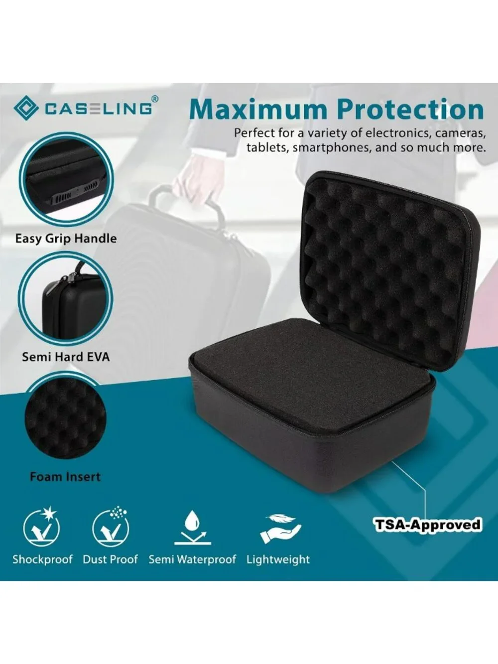 Customizable Hard Case 11x9x5.5 with 3-Layer Pick-and-Pluck Foam Storage